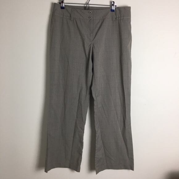 AB Studio Plaid Wide Leg Dress Pants Gray 12 - Picture 9 of 10